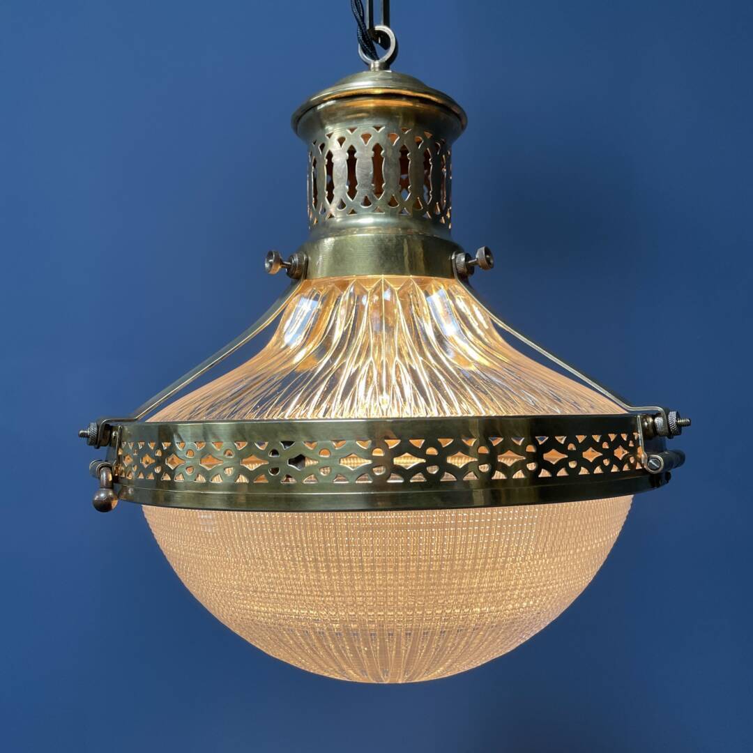 Antieke Belgische Holophane hanglamp