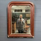 Grote bordeaux rode biedermeier spiegel