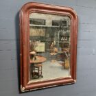Grote bordeaux rode biedermeier spiegel