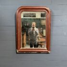 Grote bordeaux rode biedermeier spiegel