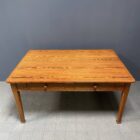 Antieke pitch pine stoffen tafel met twee laden