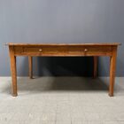 Antieke pitch pine stoffen tafel met twee laden