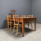 Antieke pitch pine stoffen tafel met twee laden