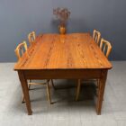 Antieke pitch pine stoffen tafel met twee laden