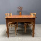 Antieke pitch pine stoffen tafel met twee laden