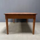 Antieke pitch pine stoffen tafel met twee laden