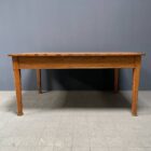 Antieke pitch pine stoffen tafel met twee laden