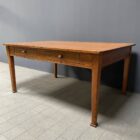 Antieke pitch pine stoffen tafel met twee laden