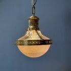 Antieke Belgische Holophane hanglamp