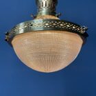 Antieke Belgische Holophane hanglamp