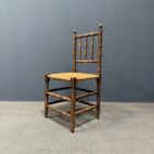 Antieke Hollandse bobbin stoel met biezen zitting