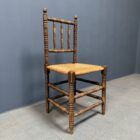 Antieke Hollandse bobbin stoel met biezen zitting
