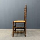 Antieke Hollandse bobbin stoel met biezen zitting