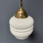 Engelse opaline met messing glazen hanglamp