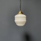 Engelse opaline met messing glazen hanglamp