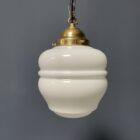 Engelse opaline met messing glazen hanglamp