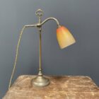 Art deco tafellamp met glazen kap Charles Schneider