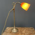 Art deco tafellamp met glazen kap Charles Schneider