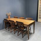 Franse eikenhouten boeren tafel met fruithouten blad