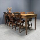 Franse eikenhouten boeren tafel met fruithouten blad