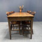 Franse eikenhouten boeren tafel met fruithouten blad