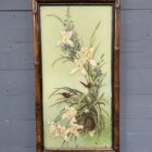Beschilderd glazen paneel in bamboe frame I
