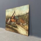 Olieverf schilderij van een dorp