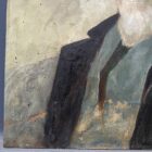 Portret van man geschilderd op houten paneel