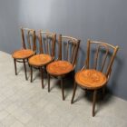 Set van 4 Franse cafe stoelen met sierlijke zittingen