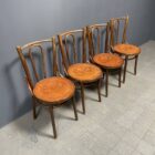 Set van 4 Franse cafe stoelen met sierlijke zittingen