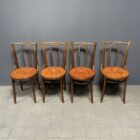 Set van 4 Franse cafe stoelen met sierlijke zittingen