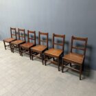 Set van 6 Antieke Hollandse eikenhouten keukenstoelen