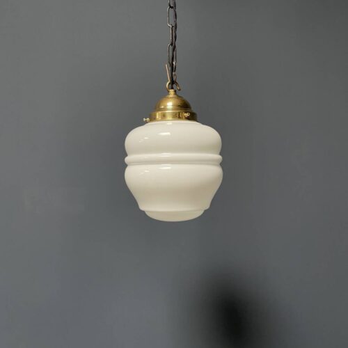 Engelse opaline met messing glazen hanglamp