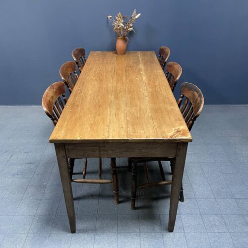 Franse eikenhouten boeren tafel met fruithouten blad