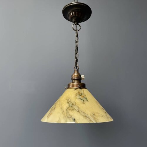Geel gemarmerde glazen hanglamp