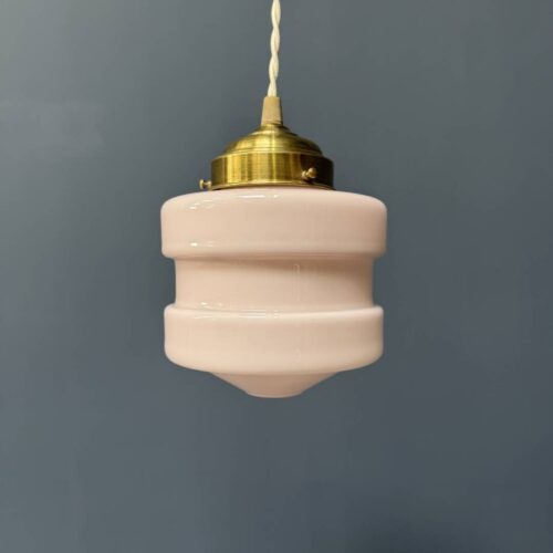 Roze glazen art deco hanglamp