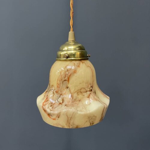 Gemarmerde glazen vintage hanglamp